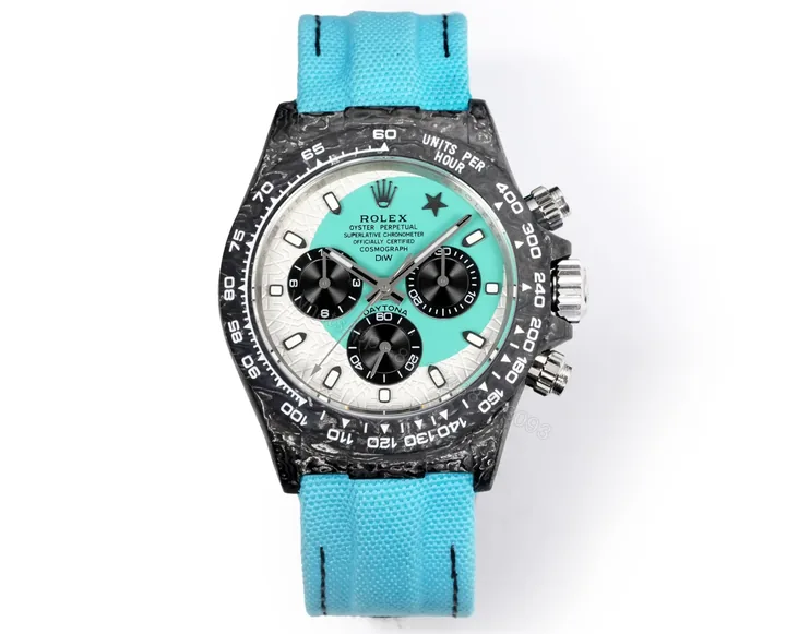 View 1 of Rolex Daytona Desert Sand Carbon Tiffany Edition Blue Strap Blue White Dial 40mm RG-DAYTONA-DESERT-SAND-TIFFANY