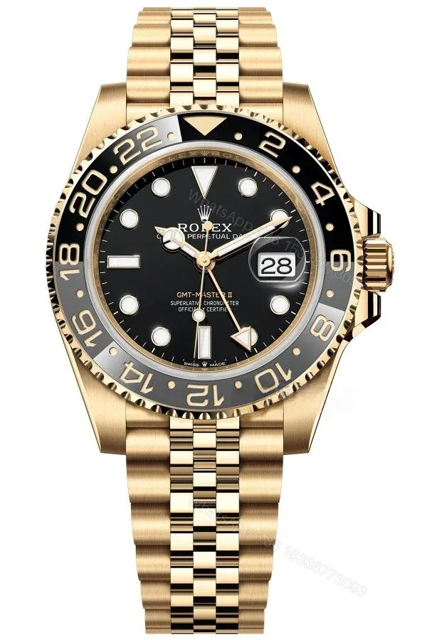 View 1 of Rolex Super Clone Watches 1:1 Gold GMT-Master II 126718GRNR Weighted Edition