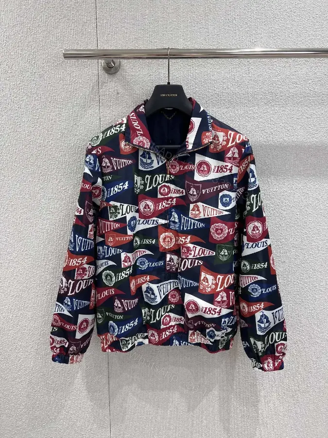 View 1 of Bold Patterned Zip Jacket: Logo Motif Luxury Streetwear