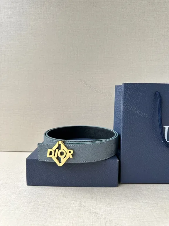 View 1 of Gold-Dior Accent Leather Belt: Premium, Adjustable Luxury Accessory