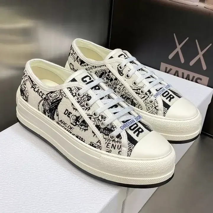 View 1 of WALK’N’DIOR PLATFORM SNEAKERS UNISEX PLAN DE PARIS EMBROIDERED BLACK – CD147