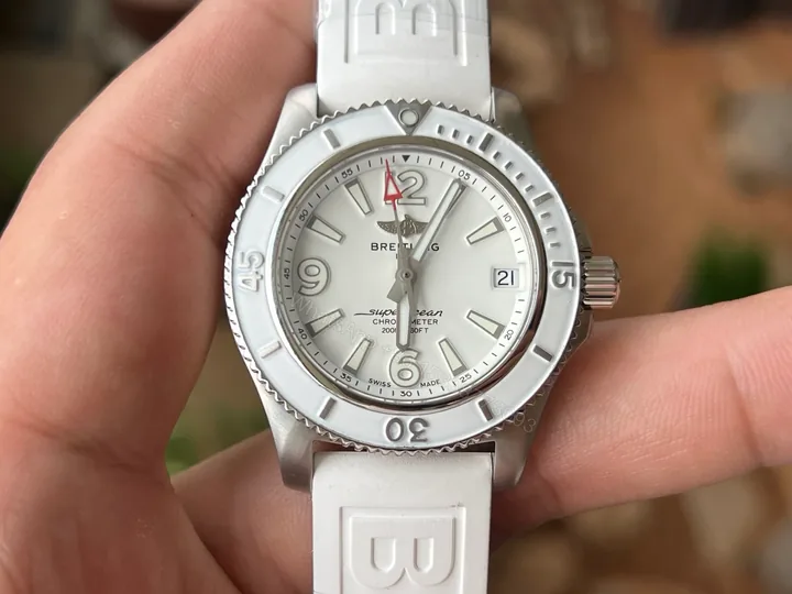 View 1 of Breitling Superocean White Ladies Replica 36MM Premium White Rubber Strap Edition BT-SO-WHT-LDY-WHT-36