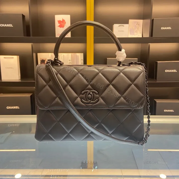 View 1 of Chanel Trendy Replica 11 Brown Leather Full Box Handbags 25cm