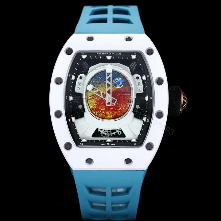 View 1 of Richard Mille RM52-05 Pharrell Williams Mars Mission Watch White Case Blue Strap Premium Edition RM-RM52-05-PW-WHT-BLU-01