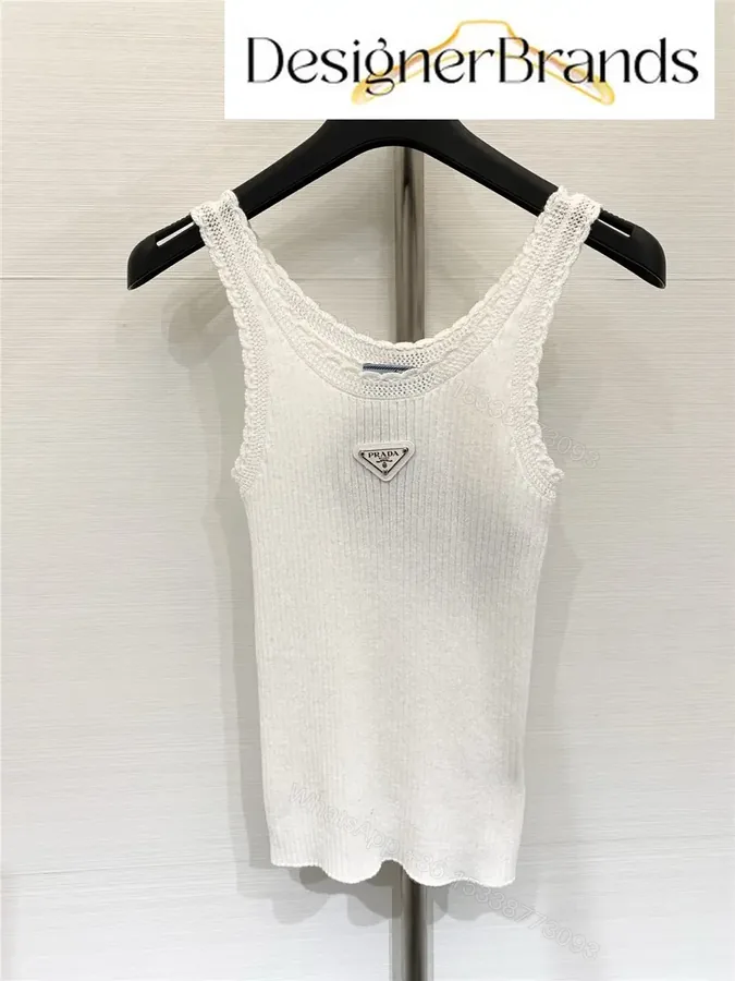 View 1 of Prada White Knitted Racerback Tank Top