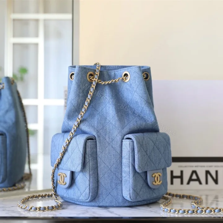 View 1 of 高仿Chanel*25C系列AS5310水洗丹寧牛仔雙肩袋免檢版