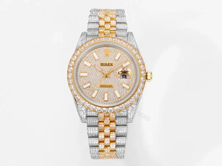 View 1 of Best Rolex Datejust 41 replica 41MM Pavé Dial Two-Tone Jubilee Bracelet Edition RG-DATEJUST41-PAVE-TT-JUBILEE