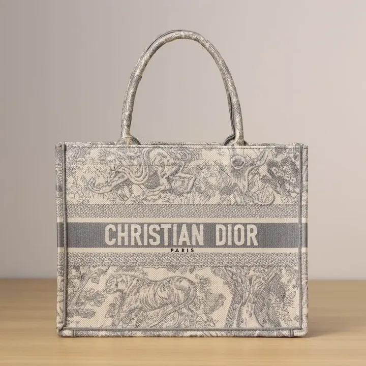 View 1 of 高仿Dior*BookTote系列茹伊刺繡灰色M免檢版