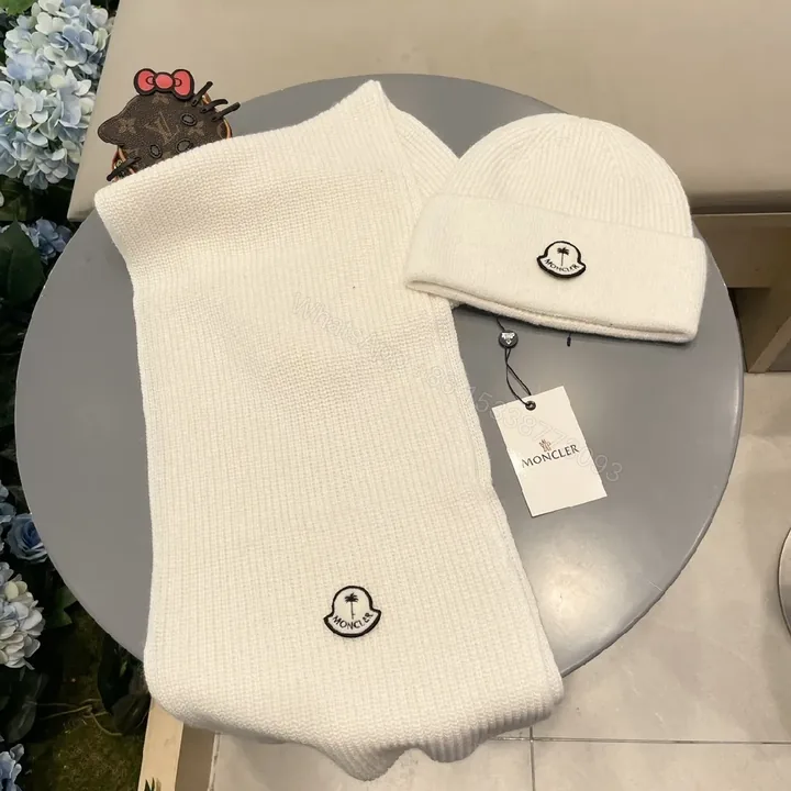 View 1 of White Knit Set: Plush Luxury Hat & Scarf for All-Season Style