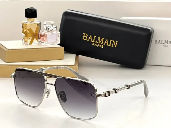 View 1 of Balmain-Inspired Chain-Link Aviator Sunglasses with UV400 Lenses