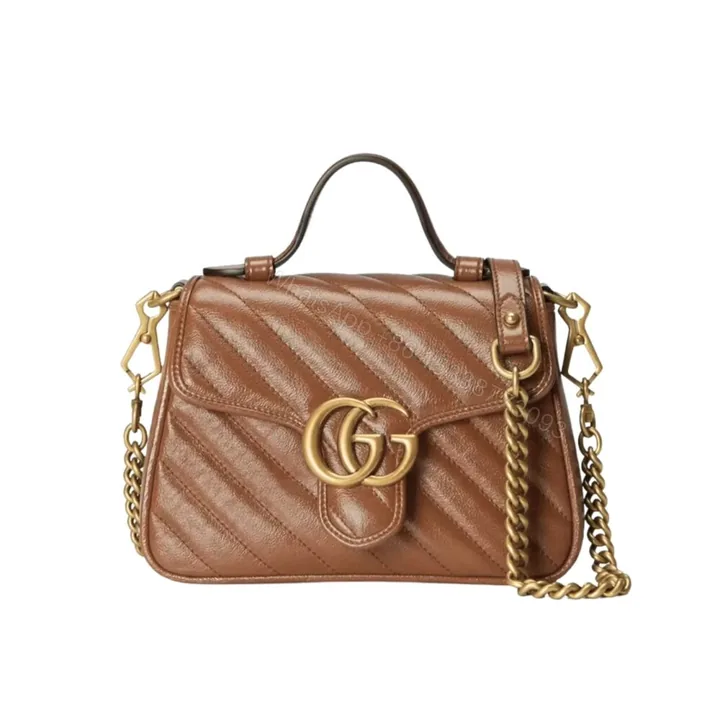View 1 of Gucci GG Marmont Mini Top Handle Bag Brown 20Cm