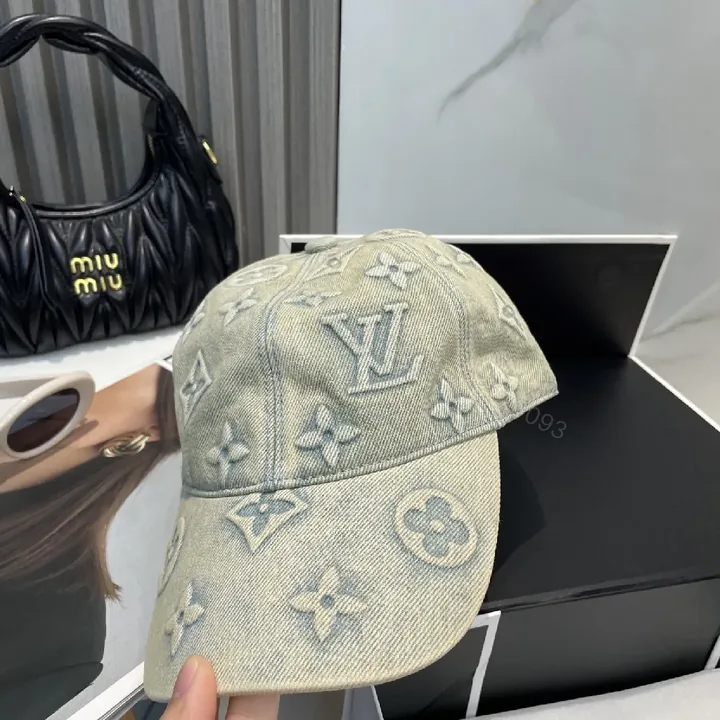 View 1 of Denim-Texture Cap: Luxe Monogram, Curved Brim, All-Day Comfort