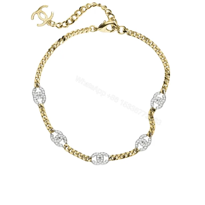 View 1 of Chanel Choker Metals And Stone Grains Gold Silver And Transparent