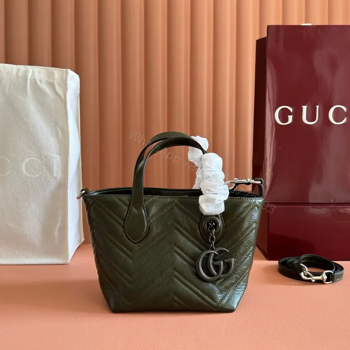 View 1 of GUCCI GG MARMONT TOTE BAG 17 IN MOSS GREEN
