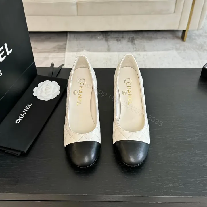 View 1 of Chanel-Inspired Quilted Pumps: Two-Tone Cap-Toe, Comfort
