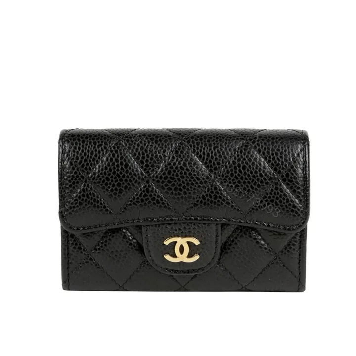 View 1 of Chanel Classic Card Holder Grain Black With Gold Hardware 11Cm AP0214 Y01864 C3906