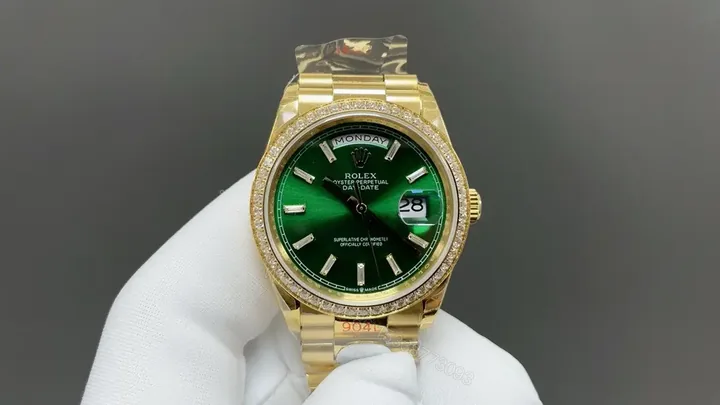 View 1 of Rolex Day-Date 36 Yellow Gold Diamonds President Green 118348-0161