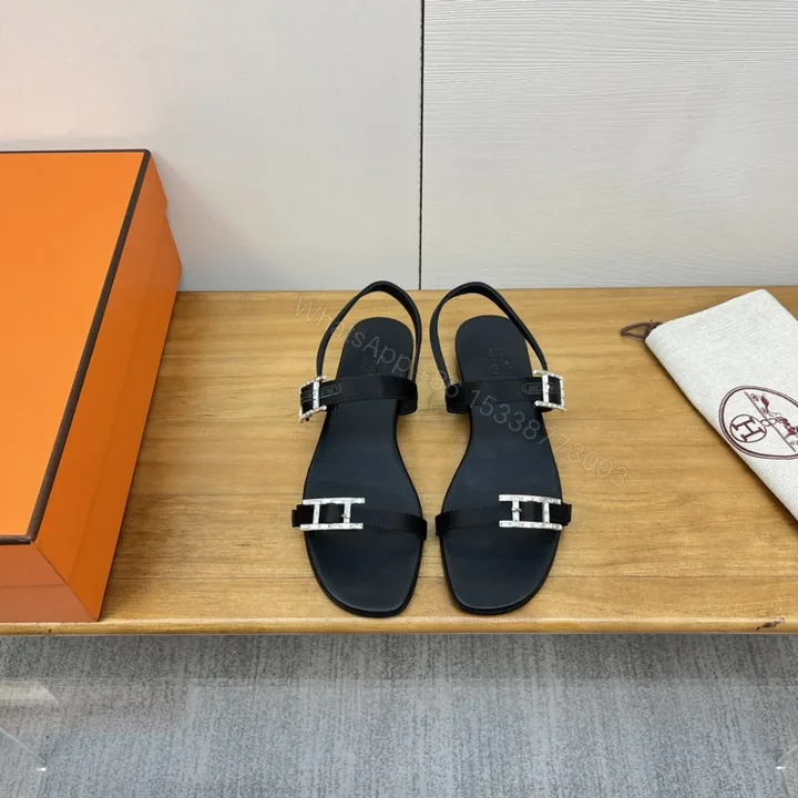 View 1 of 高仿Hermes*H211000Z02鑽扣輕便涼鞋黑色免檢版