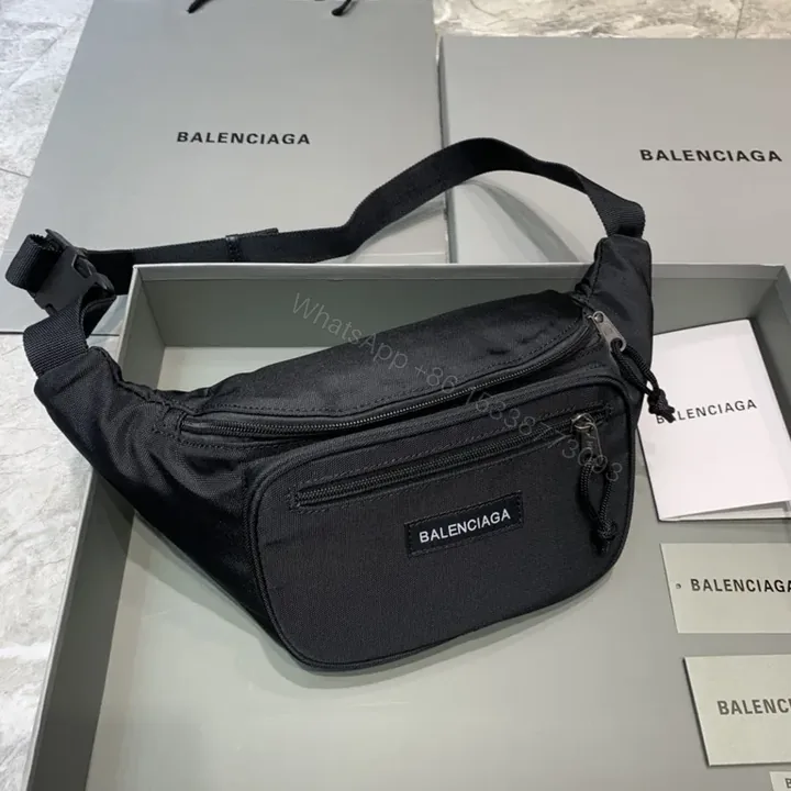 View 1 of Black Nylon Belt Bag â€¢ Balenciaga-Inspired Crossbody Carry