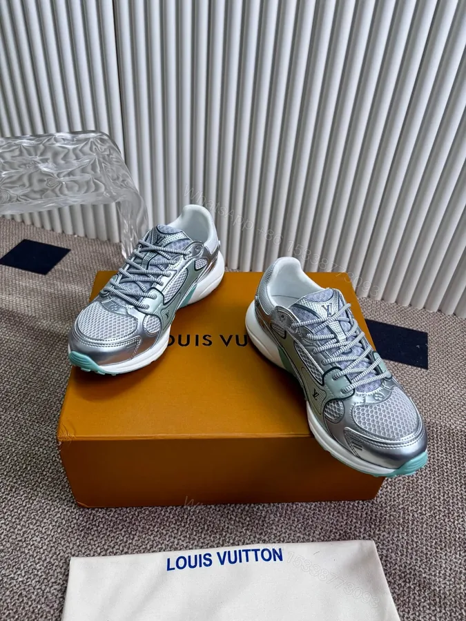 View 1 of LV Women Silver Mesh Metallic Sneakers