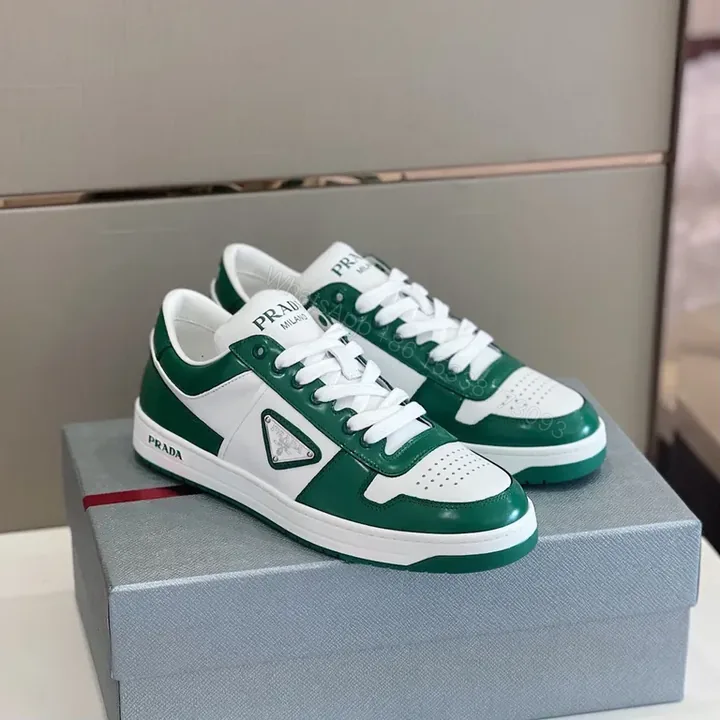 View 1 of Prada Green-White Leather Sneakers: Luxury Everyday Comfort