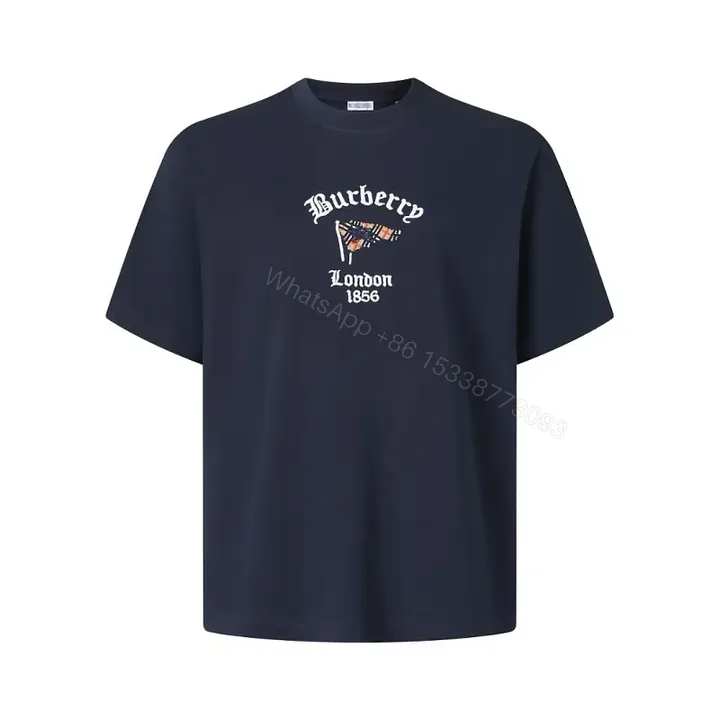 View 1 of Navy Cotton T‐shirt Logo Graphic T-Shirt