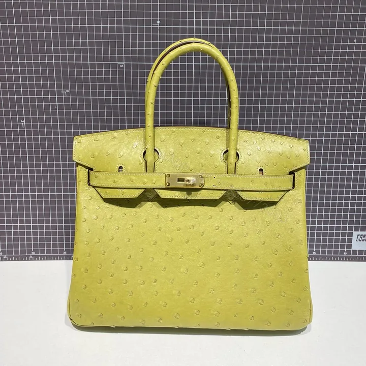 View 1 of HERMES BIRKIN 30CM LIME OSTRICH LEATHER GOLD HARDWARE