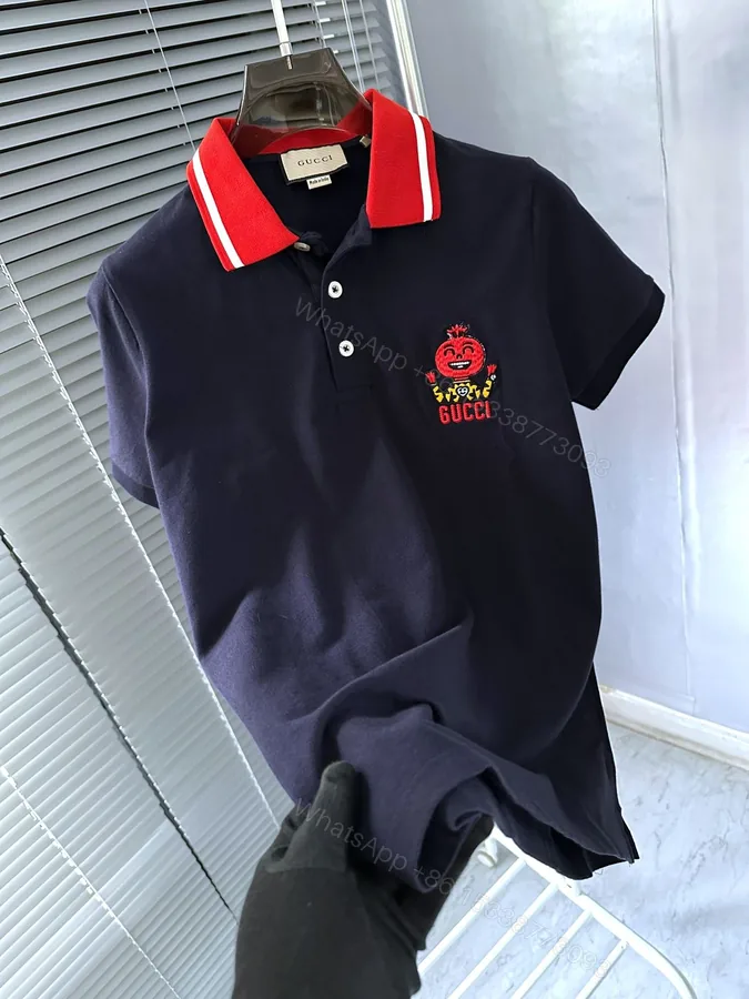 View 1 of Gucci Imported Nylon Lycra Polo Black First Copy | AAA+ Export Quality Replica