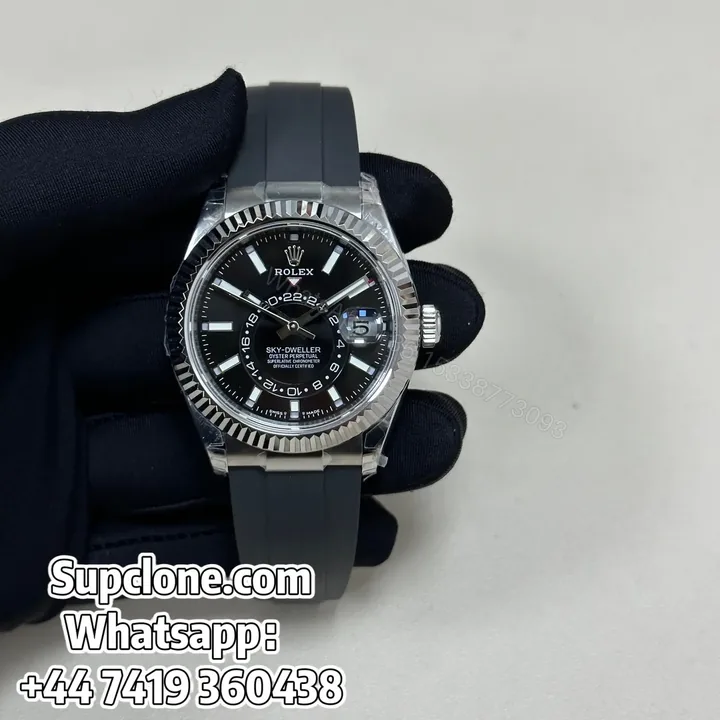 View 1 of Rolex Sky-Dweller 42mm Super Clone 1:1 – Black Dial Oysterflex Strap