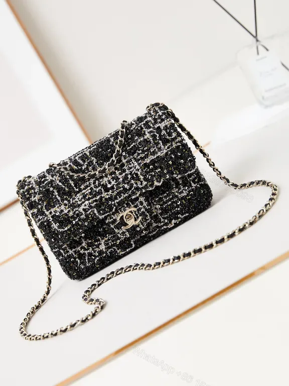 View 1 of Chanel-Inspired Black Tweed Mini Shoulder Bag: Luxe, Compact