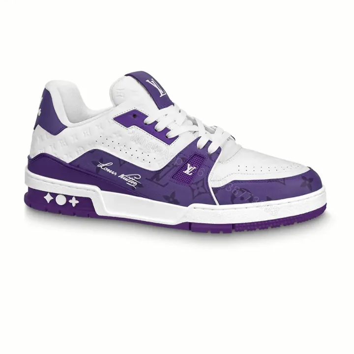 View 1 of LOUIS VUITTON TRAINE SNEAKERS IN WHITE AND PURPLE – LSVT383