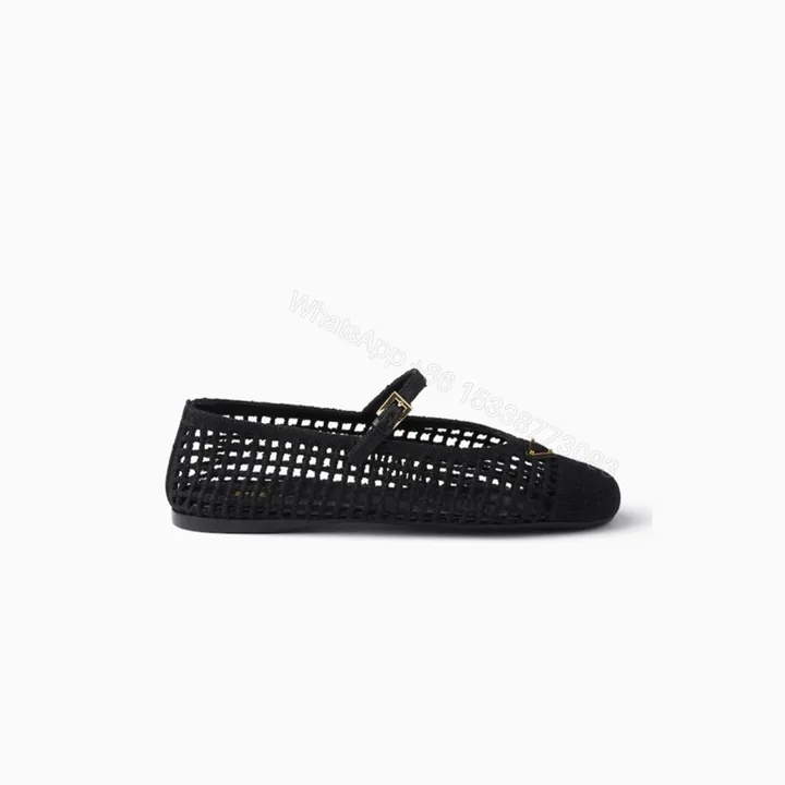 View 1 of Prada Crochet Ballerinas Black