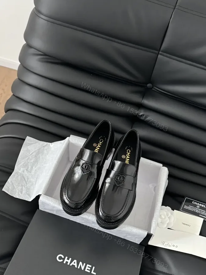 View 1 of Black Patent Leather Loafers | Classic Style, Subtle Double-C Hardware, All-Day Comfort