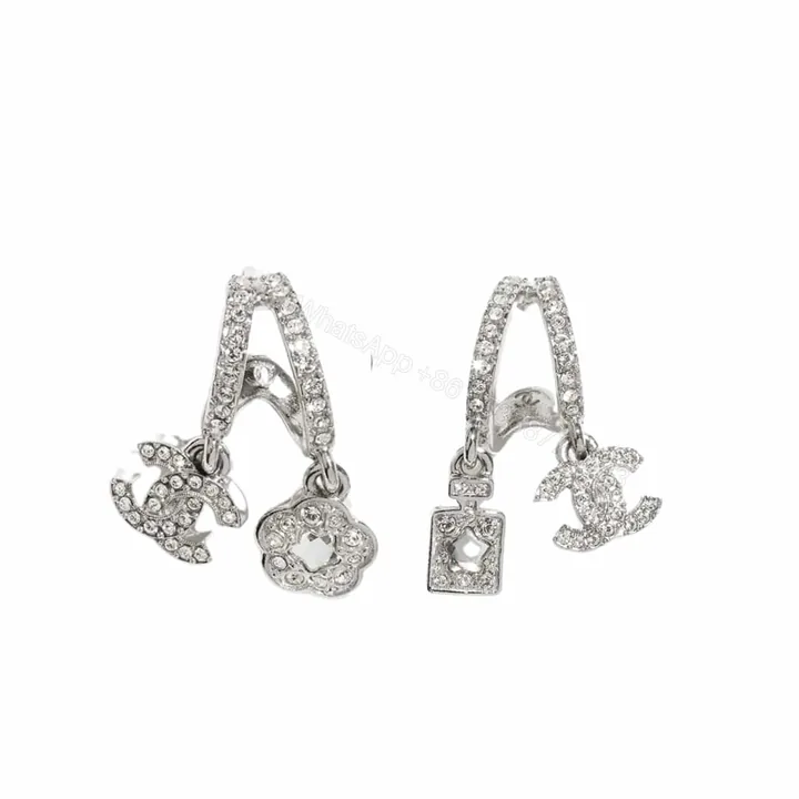 View 1 of CHANEL PENDANT EARRINGS CRYSTAL SILVER ABF199 B19948 NAFVP