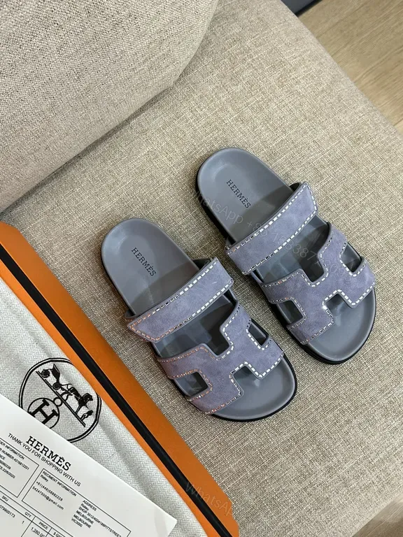 View 1 of Chic Leather Sandals: H-Accent Straps, All-Day Comfort