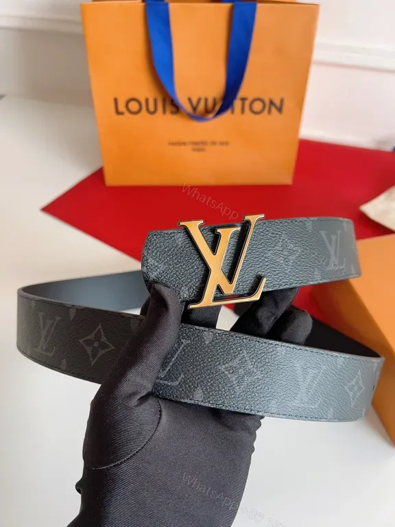 View 1 of Bold Monogram Belt: LV Gold Buckle Luxury Texture Belt
