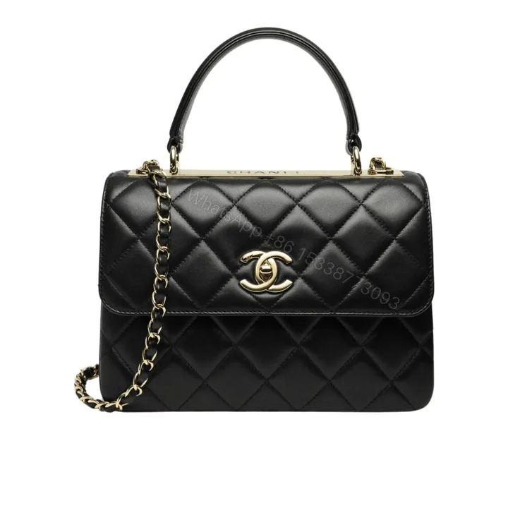 View 1 of Chanel Flap Bag With Top Handle Bag With Gold Metal Black 25Cm A92236 Y60767 94305