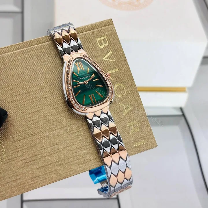 View 1 of First Copy Bvlgari Serpenti Two Tone Green Dial Watch For Women