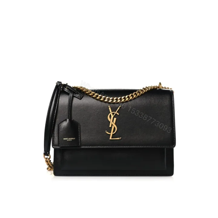 View 1 of Saint Laurent Sunset Medium Chain Bag In Smooth Black 22Cm 442906D420W1000