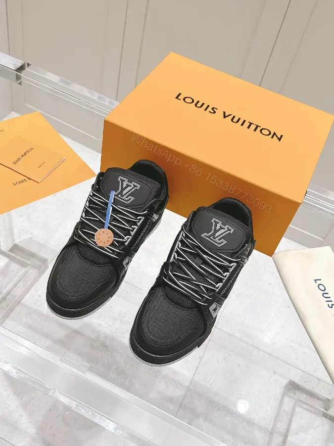 View 1 of Black Leather & Mesh Luxe High-Tops with Signature Detailing