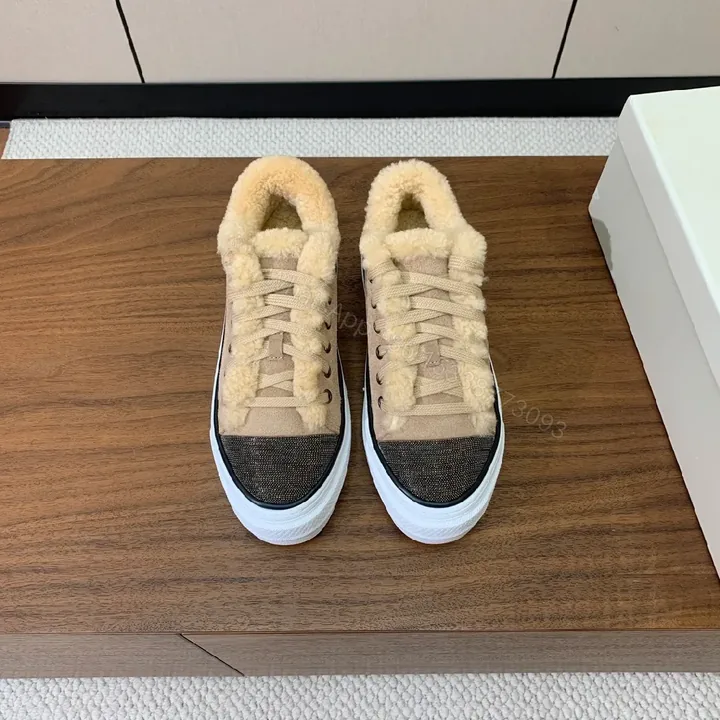 View 1 of Beige Faux-Shearling Sneaker: Luxe Chunky High-Tops