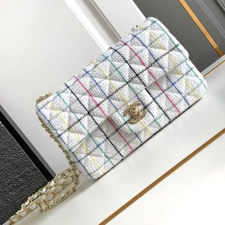View 1 of CHANEL MEDIUM 25 CLASSIC BAG IN LIGHT PINK MIX BLACK WOOL TWEED