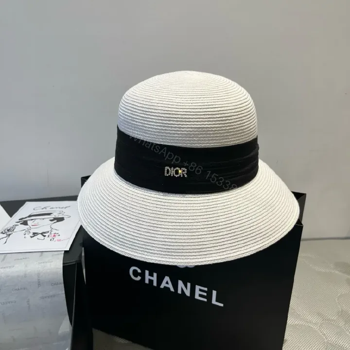 View 1 of White Straw Hat Black Band Ultra-Luxe Sun Artistry