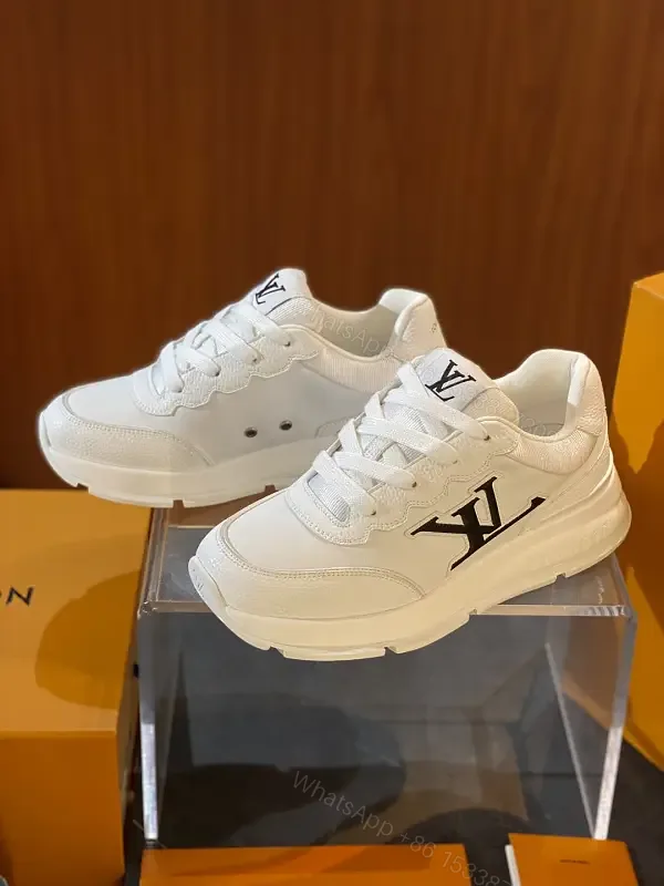 View 1 of White Leather Luxe High-Tops with LV Accent, Everyday Comfort