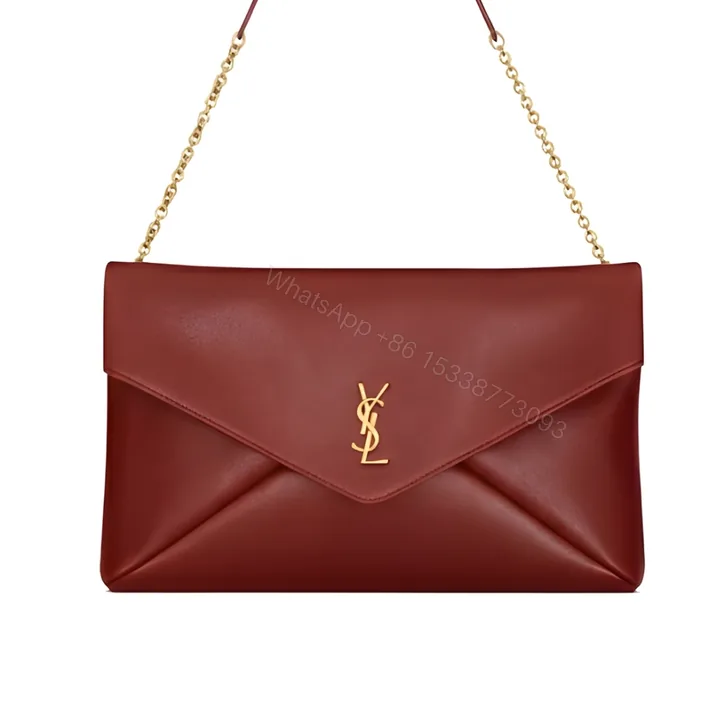 View 1 of Saint Laurent Cassandre XXL Pouch On Chain In Shiny Red 35Cm