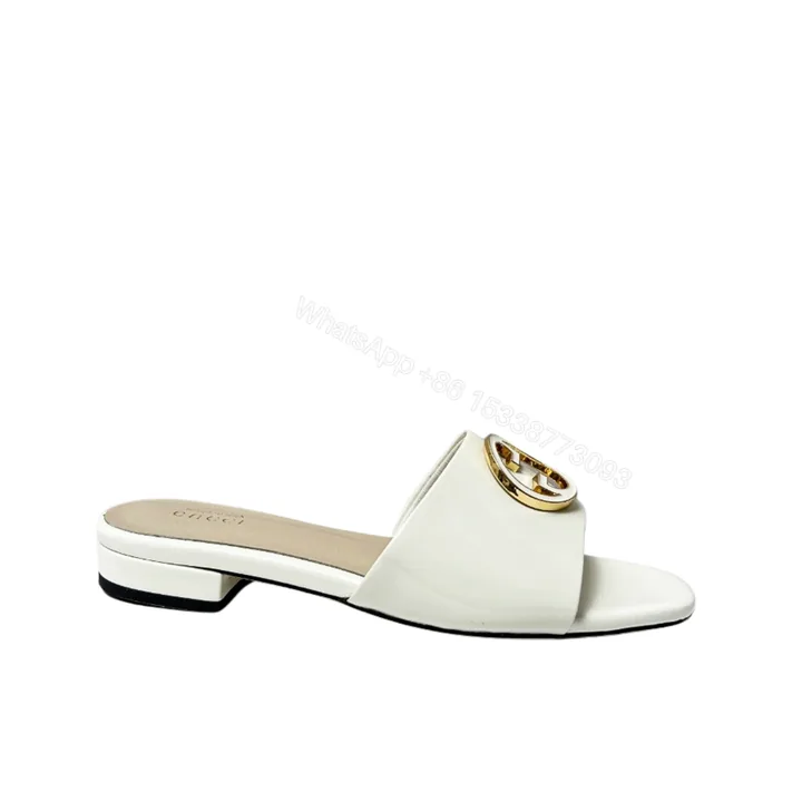 View 1 of GUCCI WOMEN ROUND INTERLOCKING G SANDAL IN WHITE