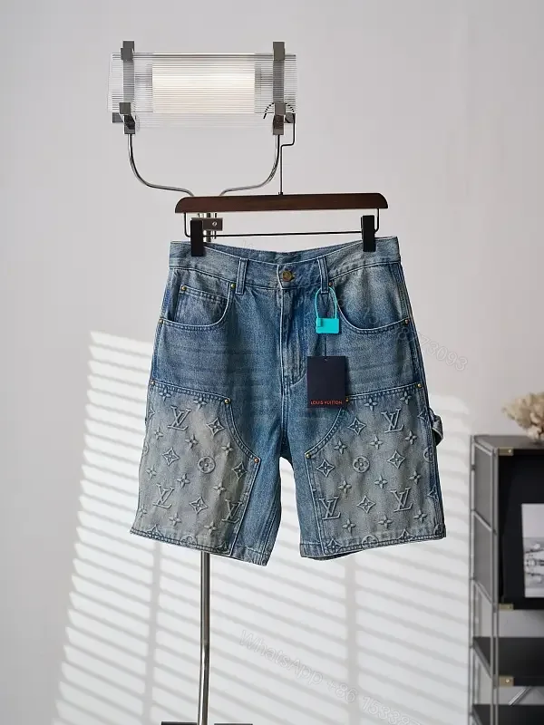 View 1 of Blue Denim Louis Vuitton Monogram Shorts