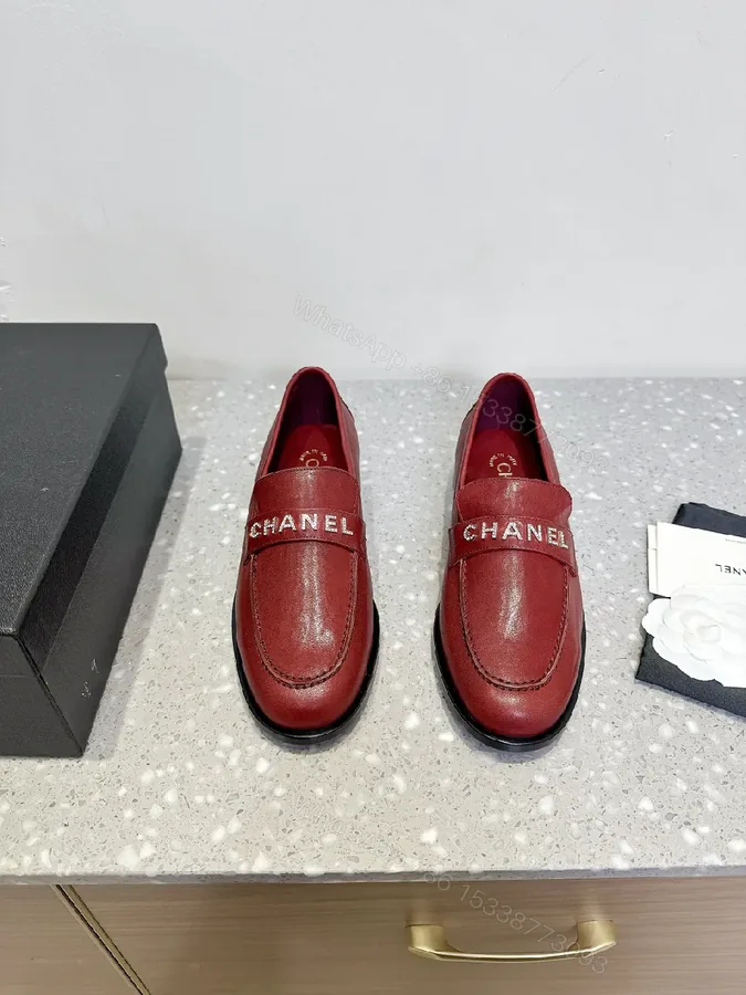 View 1 of Red Leather Loafers with Designer Strap, Moc-Stitch, All-Day Comfort
