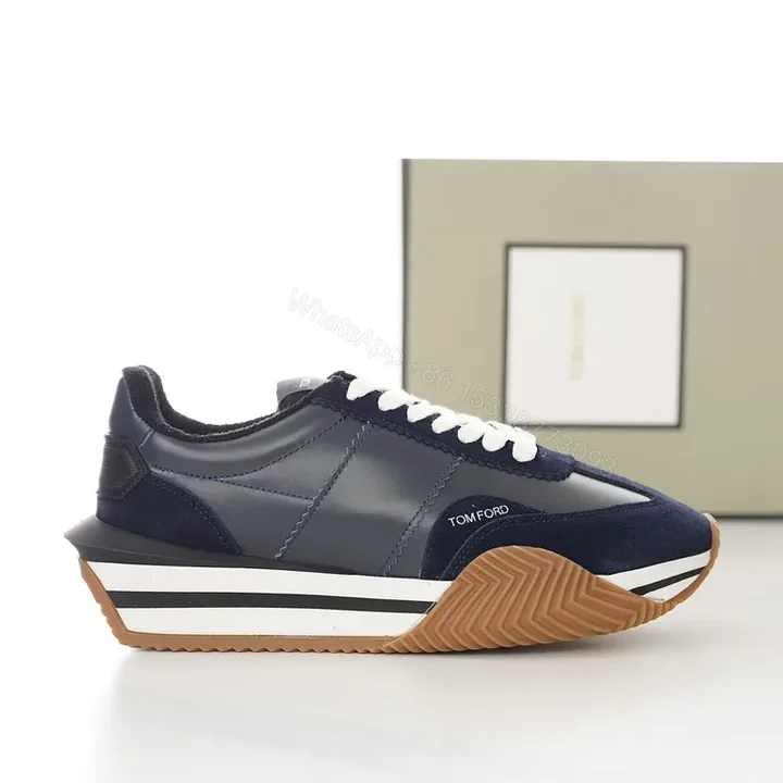 View 1 of Navy Suede & Leather Sneaker â€” Tom Ford Luxury Comfort