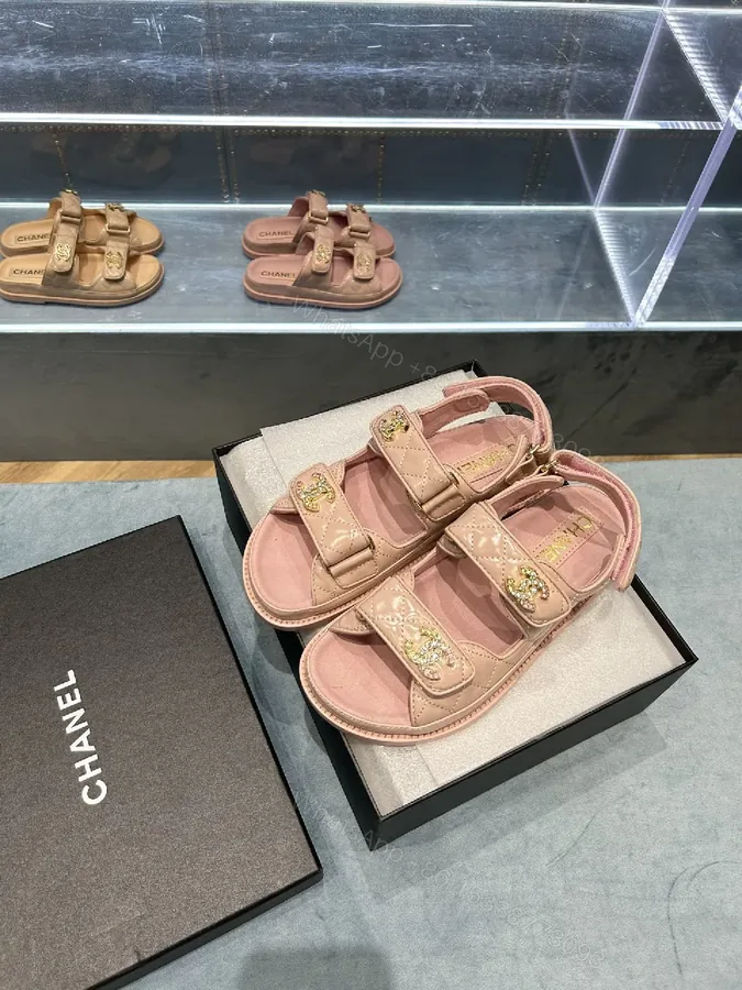 View 1 of Soft Pink Quilted Sandals: Luxe Comfort, Dual Velcro Straps